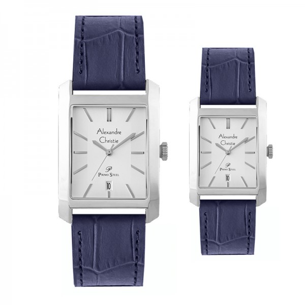 Alexandre Christie AC 1019 Silver White Leather Couple